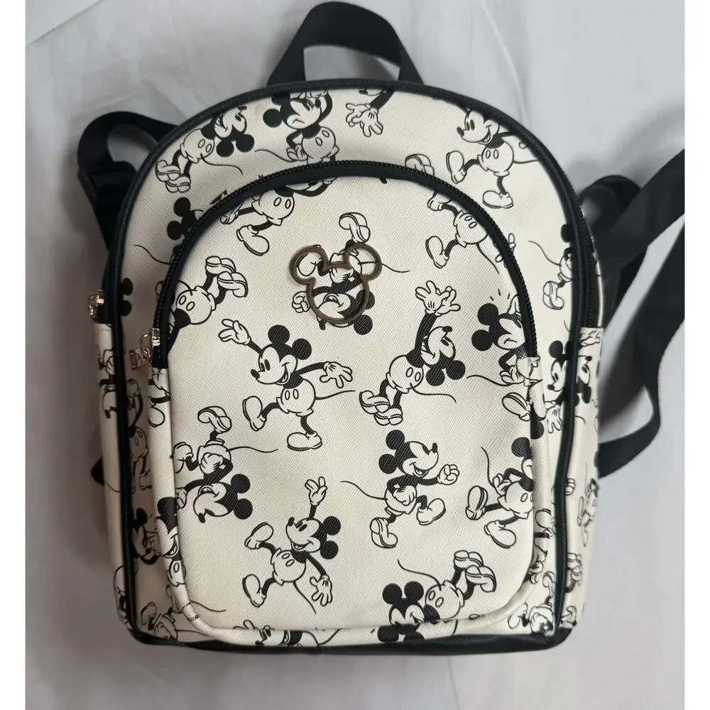 Bioworld Disney Mickey Mouse Mini Backpack Black White Zippered Closure